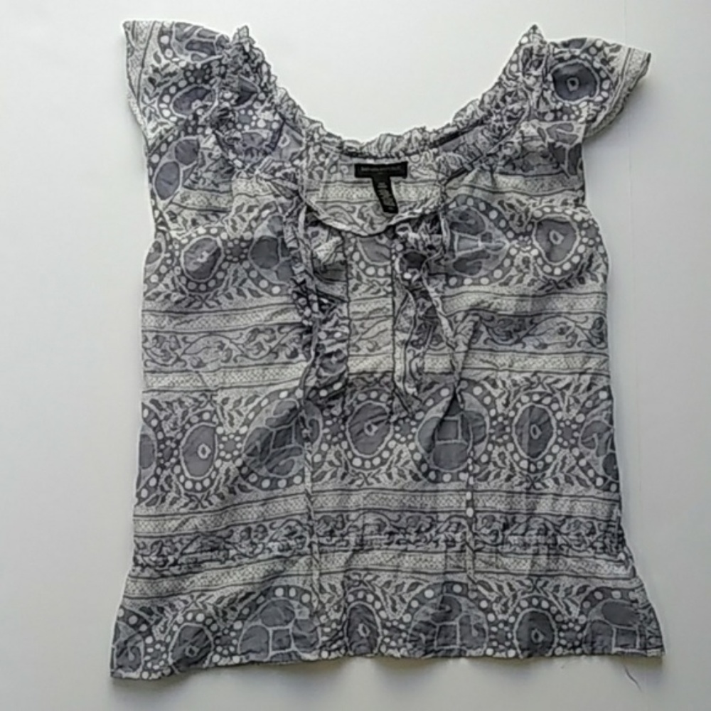 Banana Republic Silk Tie Ruffle Cap Sleeve Top